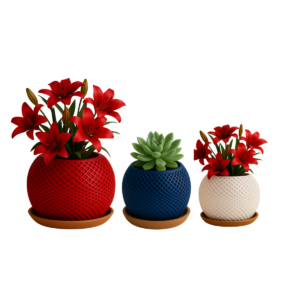 Kit Trio Cachepô Decorativo Com Texturas Diferentes