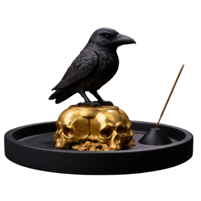Incensário Corvo Negro com Caveiras
