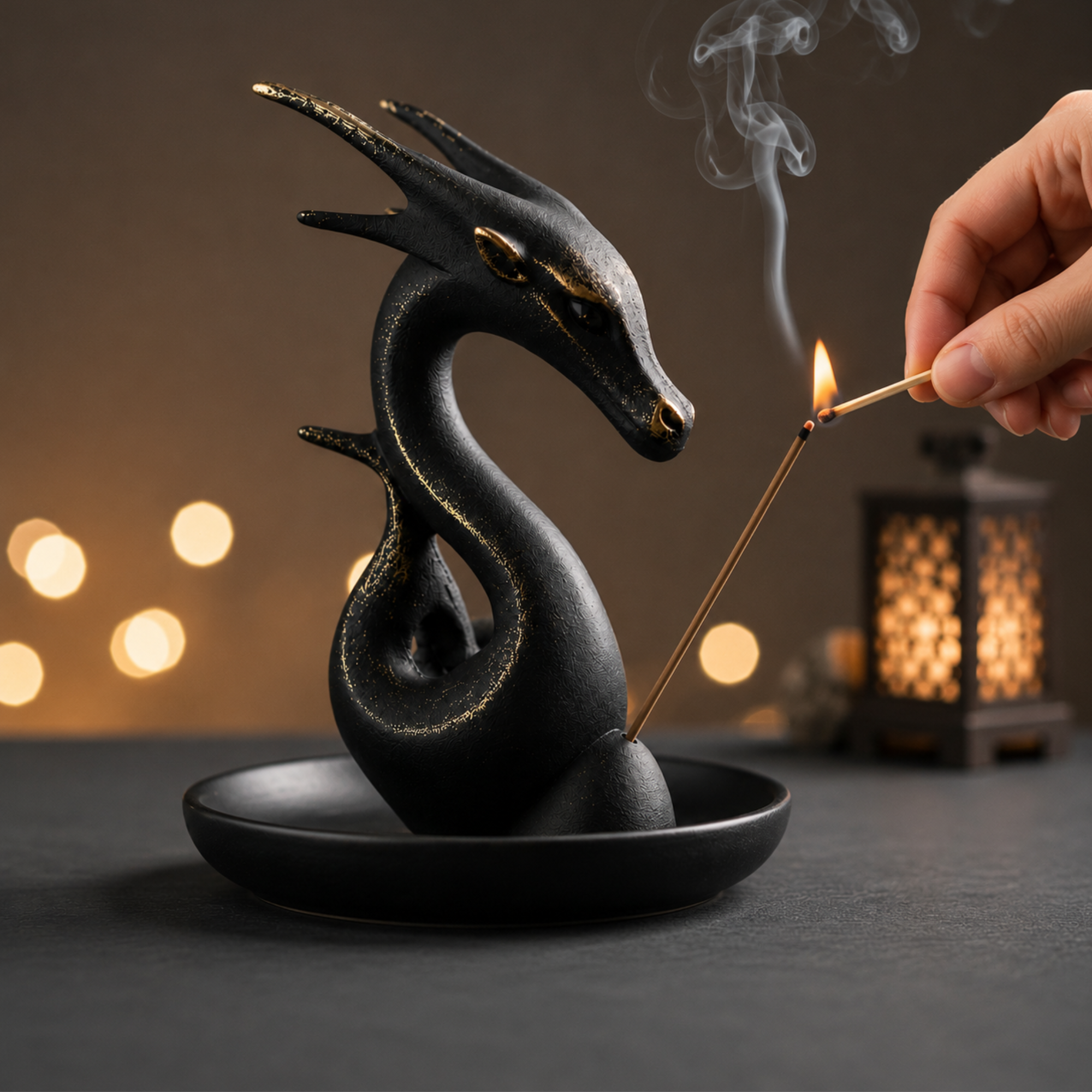 Incensário Dragão em Resina Porta Incenso Decoração Zen Premium - Imagem 4