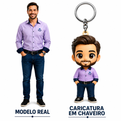 Chaveiro Personalizado em Caricatura 2D ou 3D