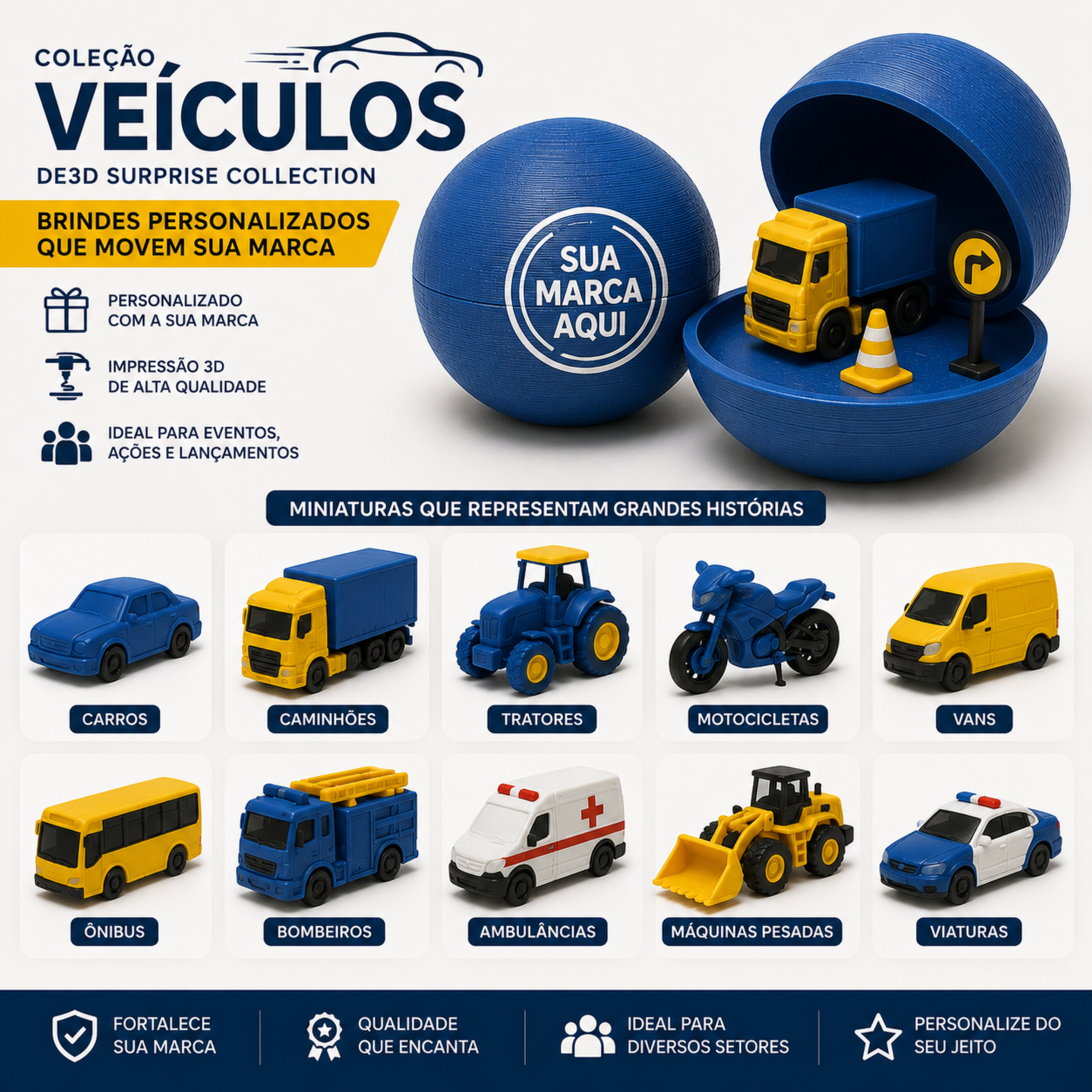 Esfera Surpresa Personalizada Coleção Veículos produzida em impressão 3D