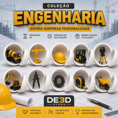 Esfera Surpresa Personalizada Coleção Engenharia produzida em impressão 3D