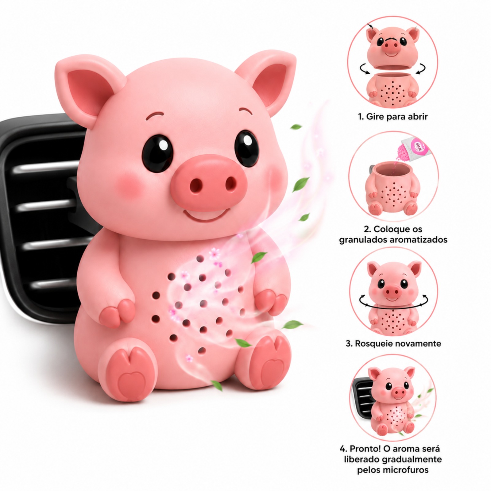 Cheirinho para Carro Porquinho Personalizado | Aromatizador Automotivo Recarregável - Imagem 5