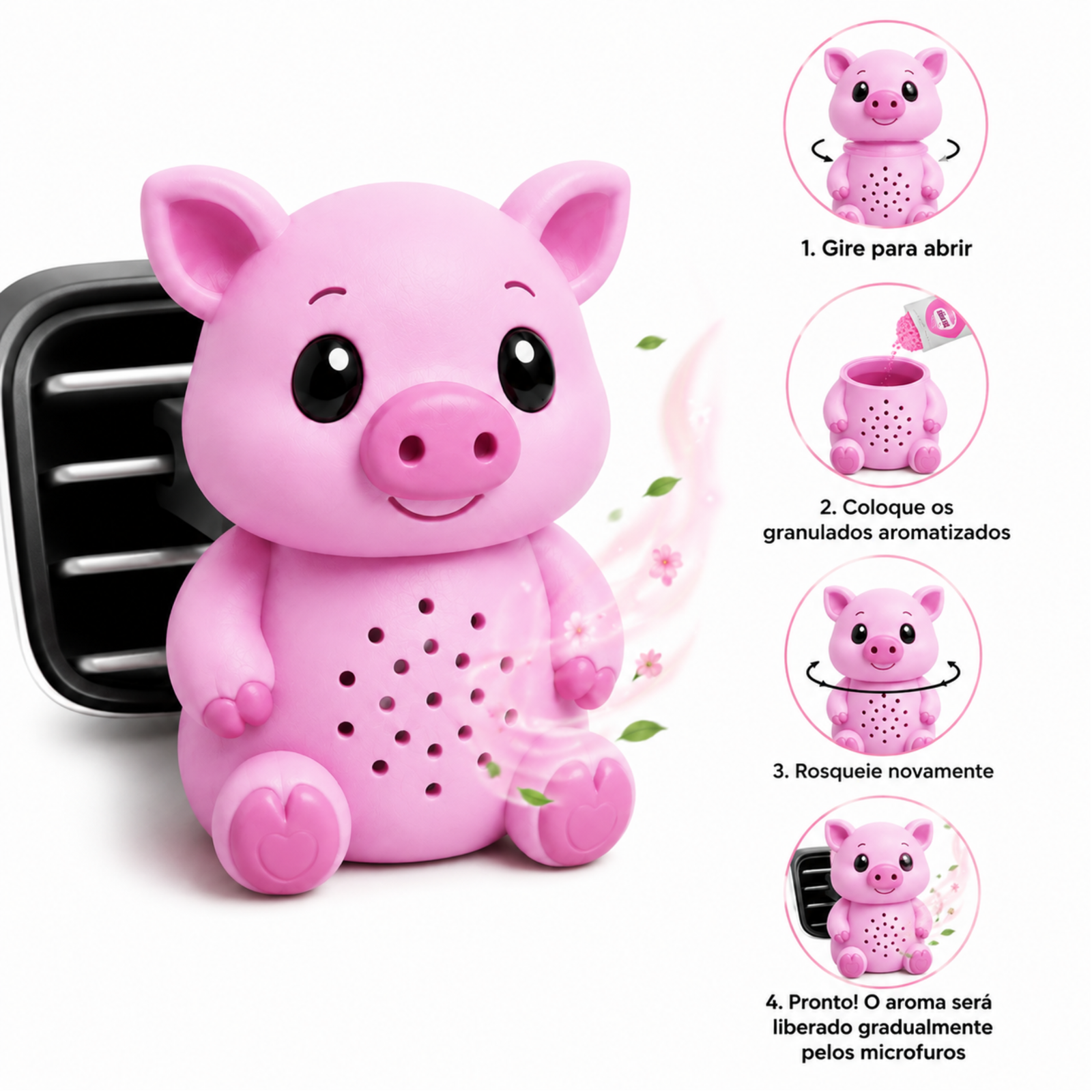 Cheirinho para Carro Porquinho Personalizado | Aromatizador Automotivo Recarregável - Imagem 6