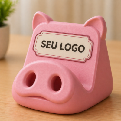 Porta celular porquinho personalizado com logo